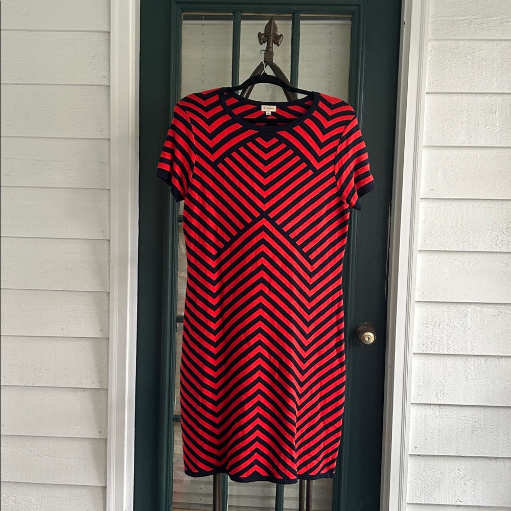 Daniel Cremieux Red and Navy Patterned Sweater Dress size Large